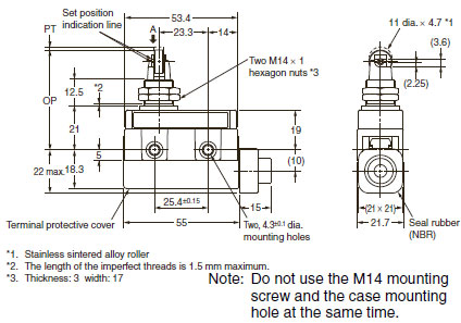 ZC-[]55 Enclosed Switch/Dimensions | OMRON Industrial Automation